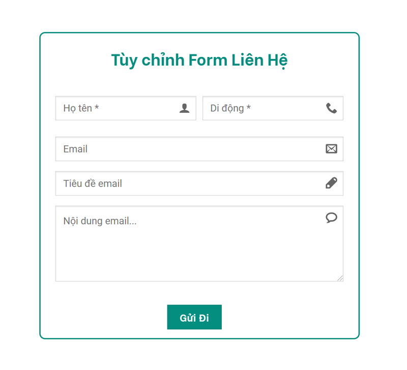Tùy biến Contact Form 7 - Chèn icon vào Form & Chia cột cho Form